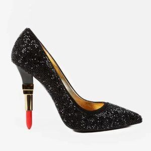 Alberto Guardiani Black Swarovski Lipstick Heels